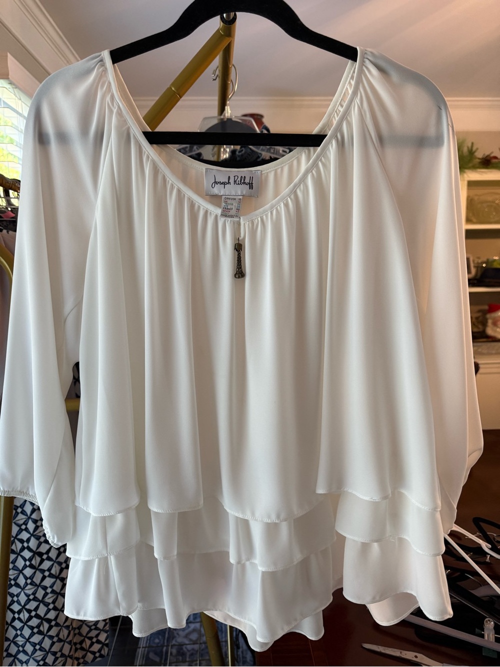 Joseph Ribkoff Ivory Tiered Chiffon Blouse